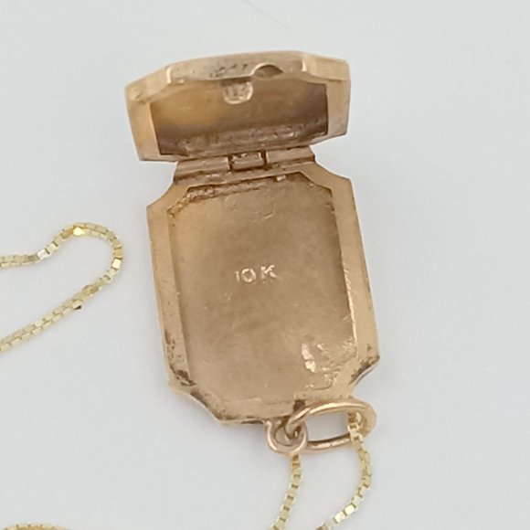 Vintage 10K YG Tiny Locket with Chain - Picture 9 of 15